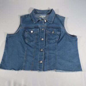 Cato Est 1946 Denim Size 22/24 W Women's Medium Wash Denim Fringe Vest Jacket